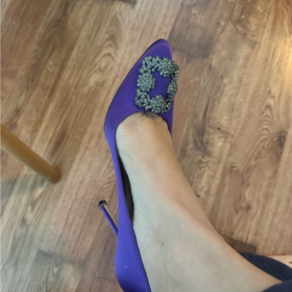 Elegant Purple Women's Heels with Embellished Buckle